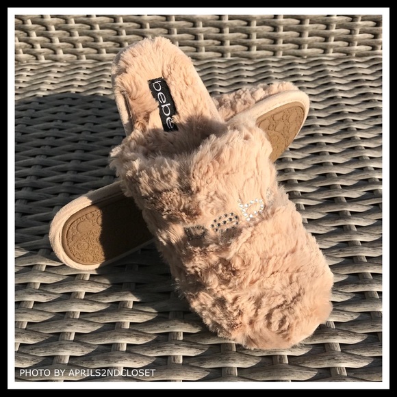 BEBE COZY PLUSH CRYSTAL EMBELLISHED SLIPPERS - Picture 7 of 8